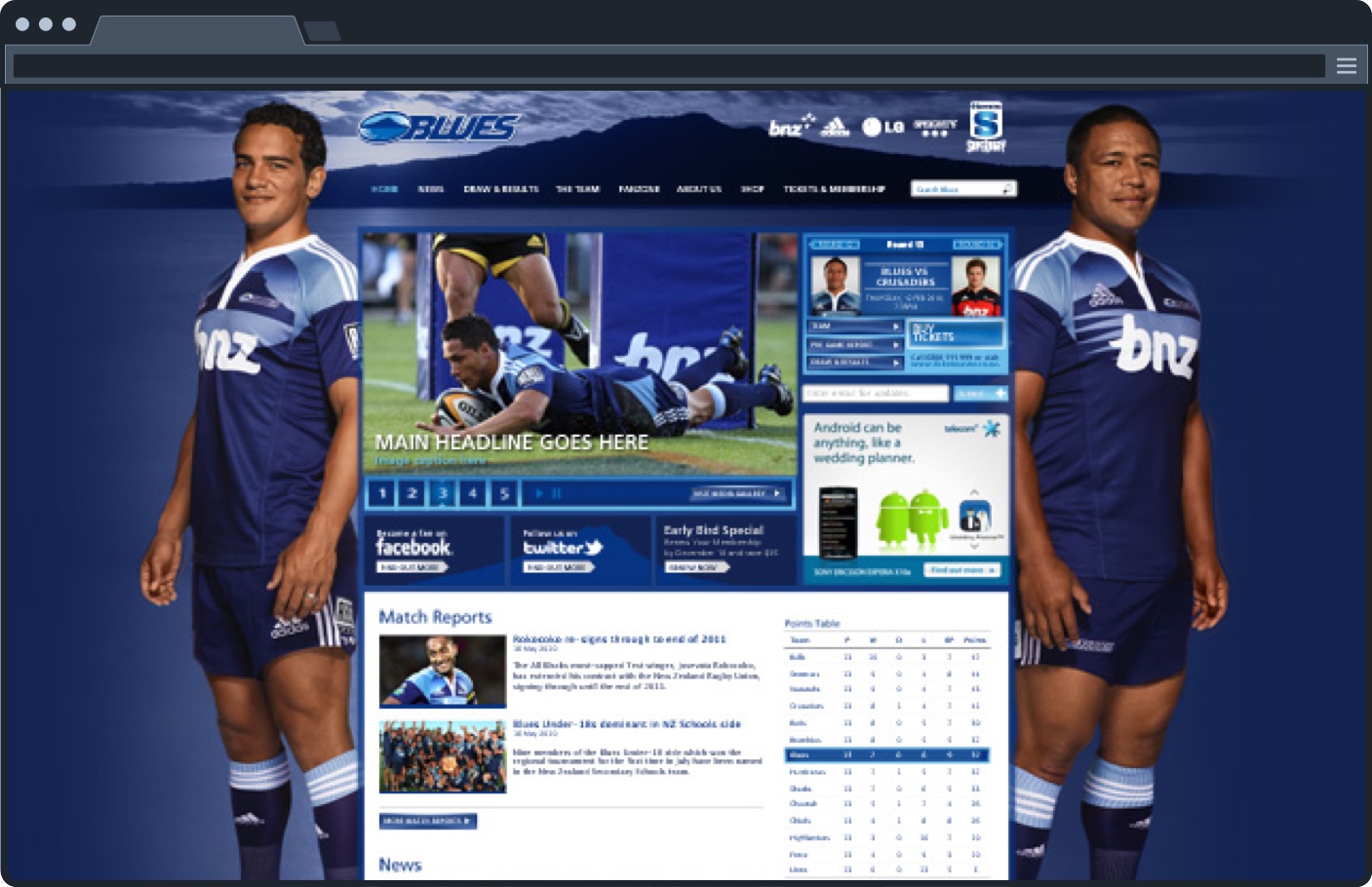 Blue homepage