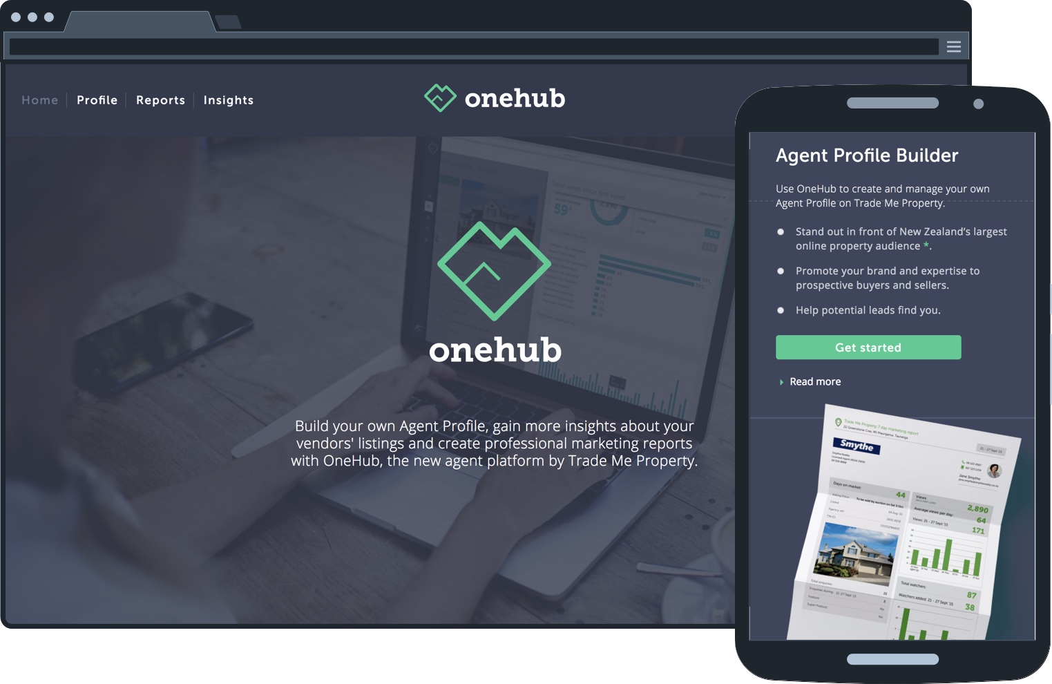 OneHub responsive home page