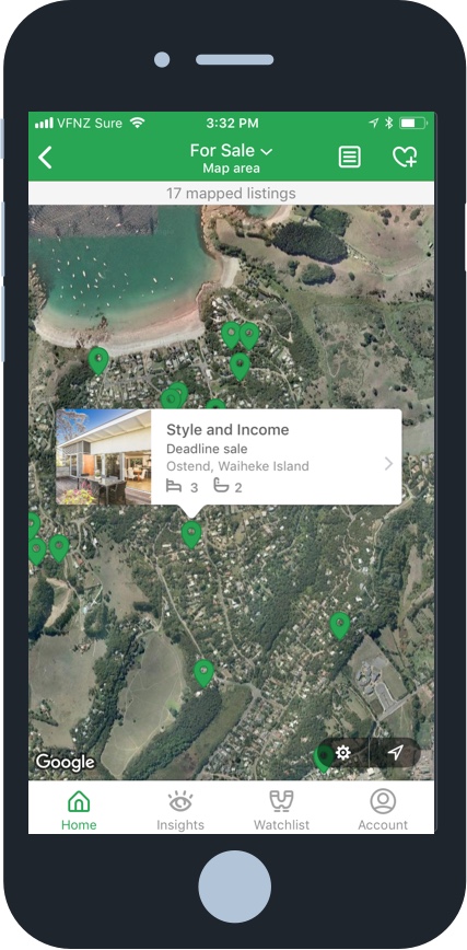 Trade Me Property App map view for iOS