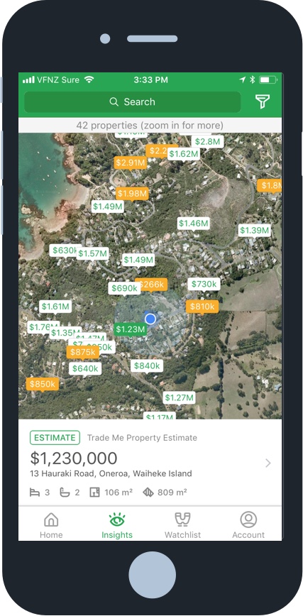 Trade Me Property App Insights map view for iOS
